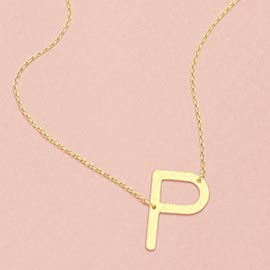 -P- Gold Dipped Monogram Pendant Necklace